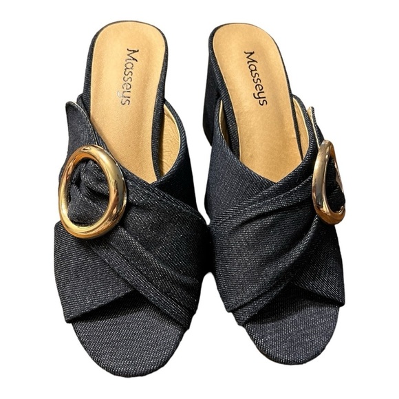 Masseys Denim Block Heeled Slings Size 6M - Picture 2 of 9
